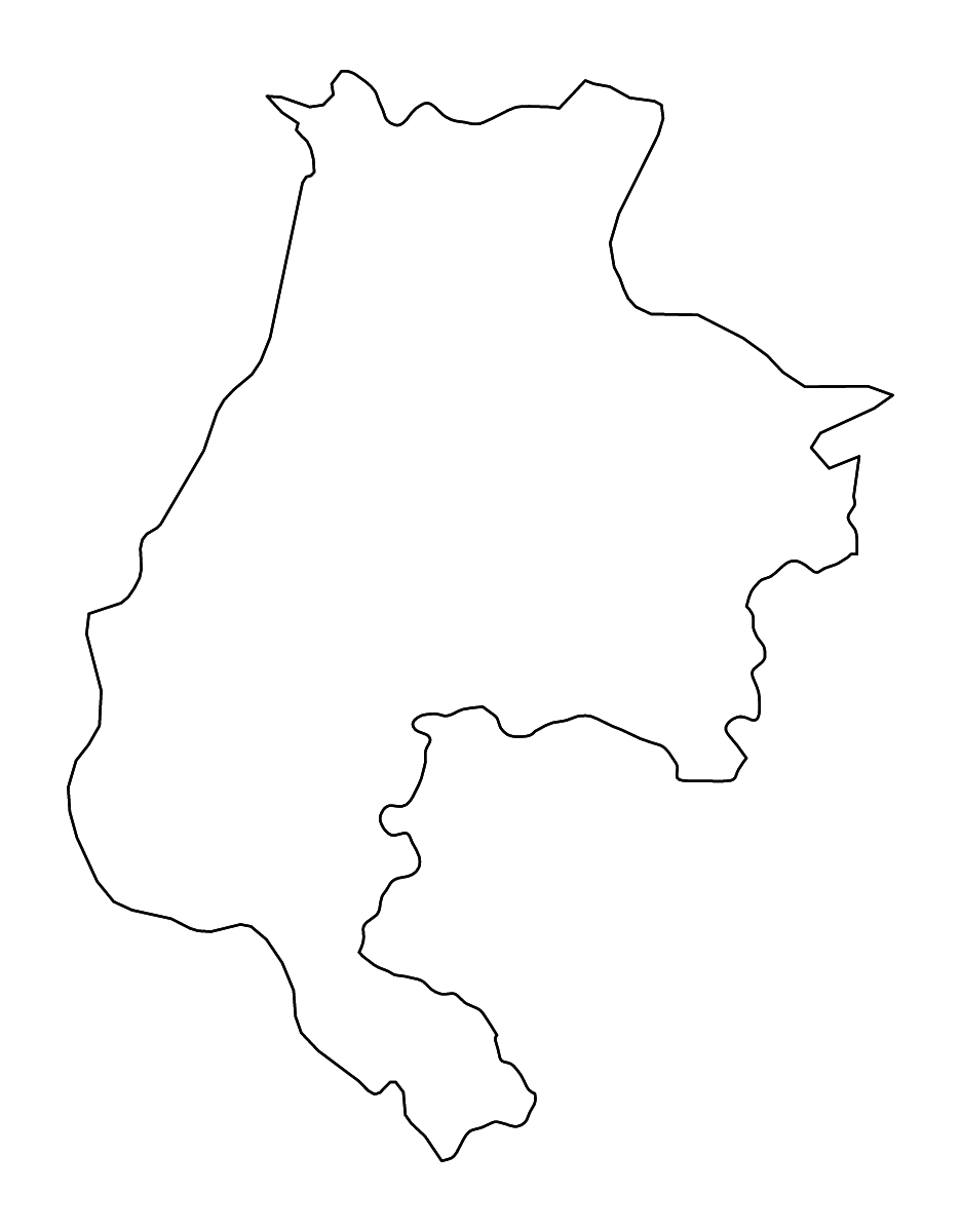 Outline map of Mačva District, Serbia with rivers.