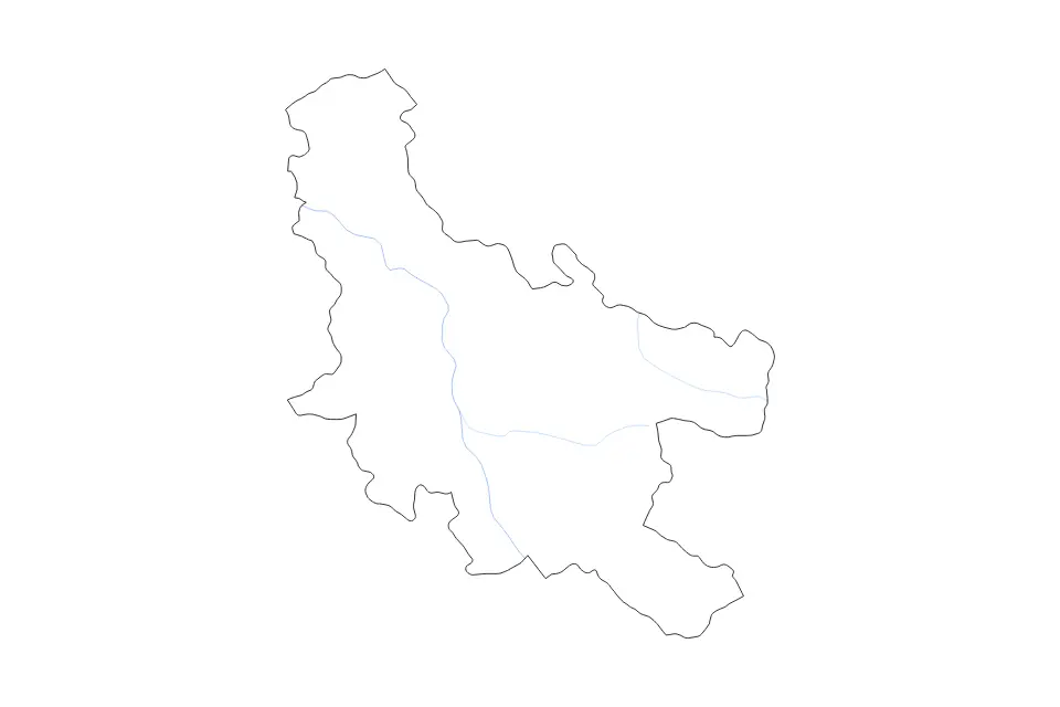 Mapa de Nišava, Serbia de tipo contorno y ríos para Europa, con contorno y ríos con límites limpios.