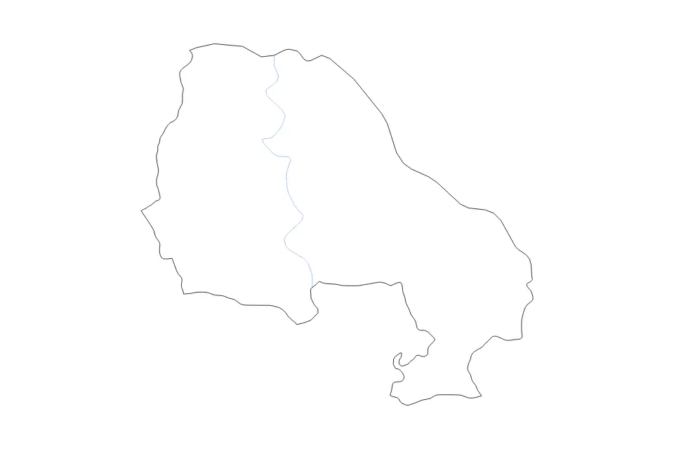 Outline map of North Banat District, Serbia with subdivision borders and rivers.