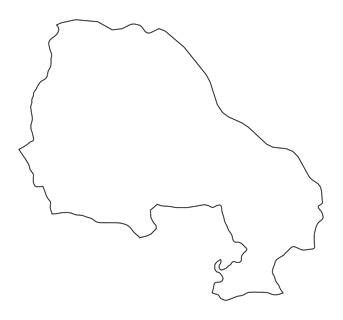Outline map of North Banat District, Serbia with rivers.