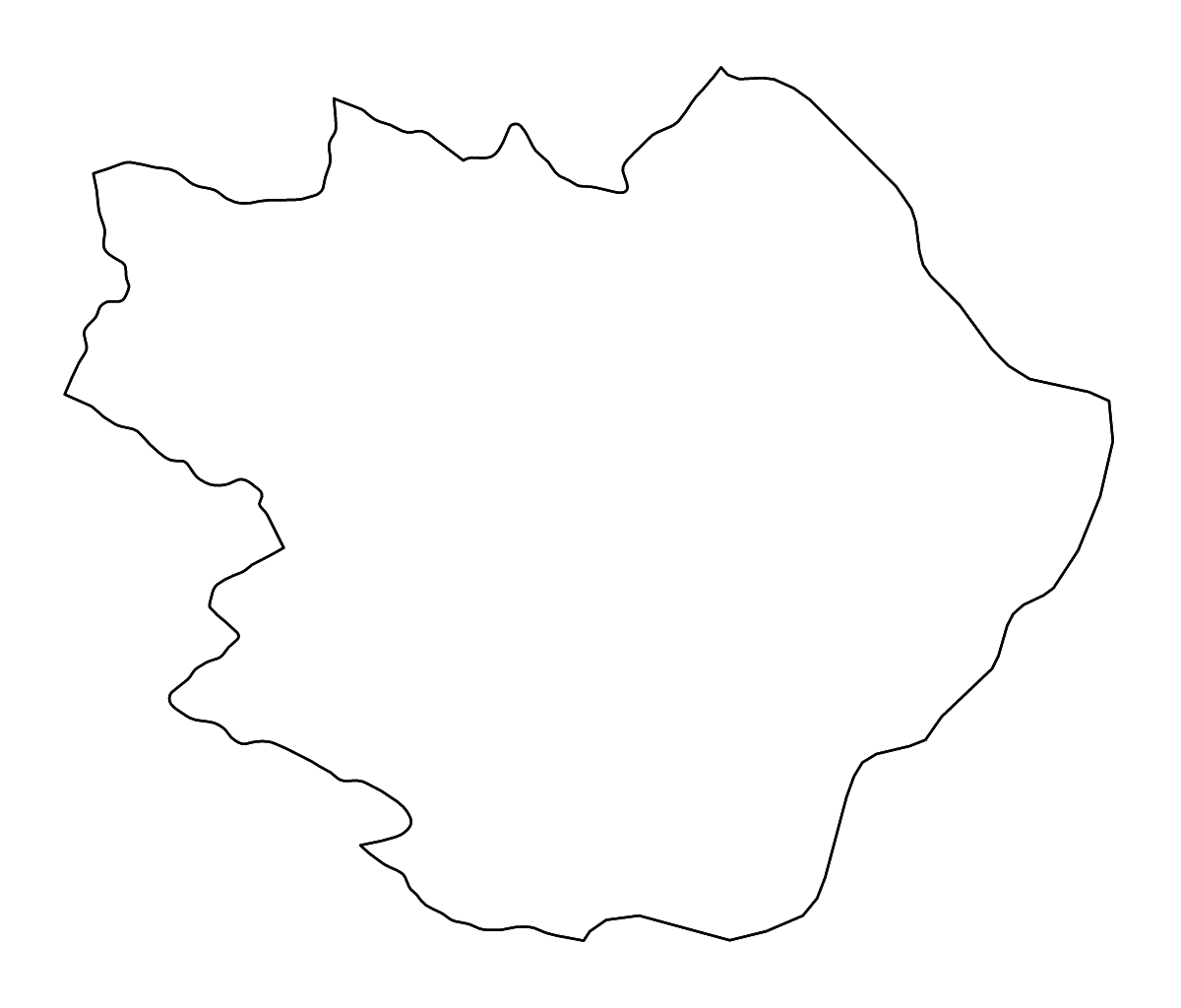 Mapa de contorno de Pirot, Serbia con ríos.