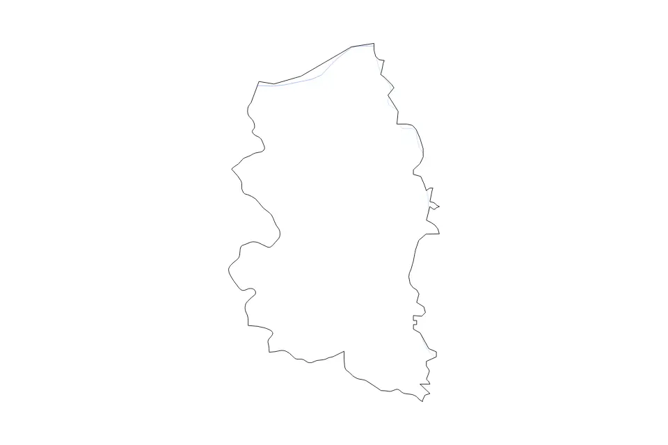 Outline map of Podunavlje District, Serbia with subdivision borders and rivers.