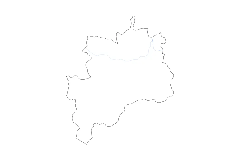 Mapa de Rasina, Serbia de tipo contorno y ríos para Europa, con contorno y ríos con límites limpios.