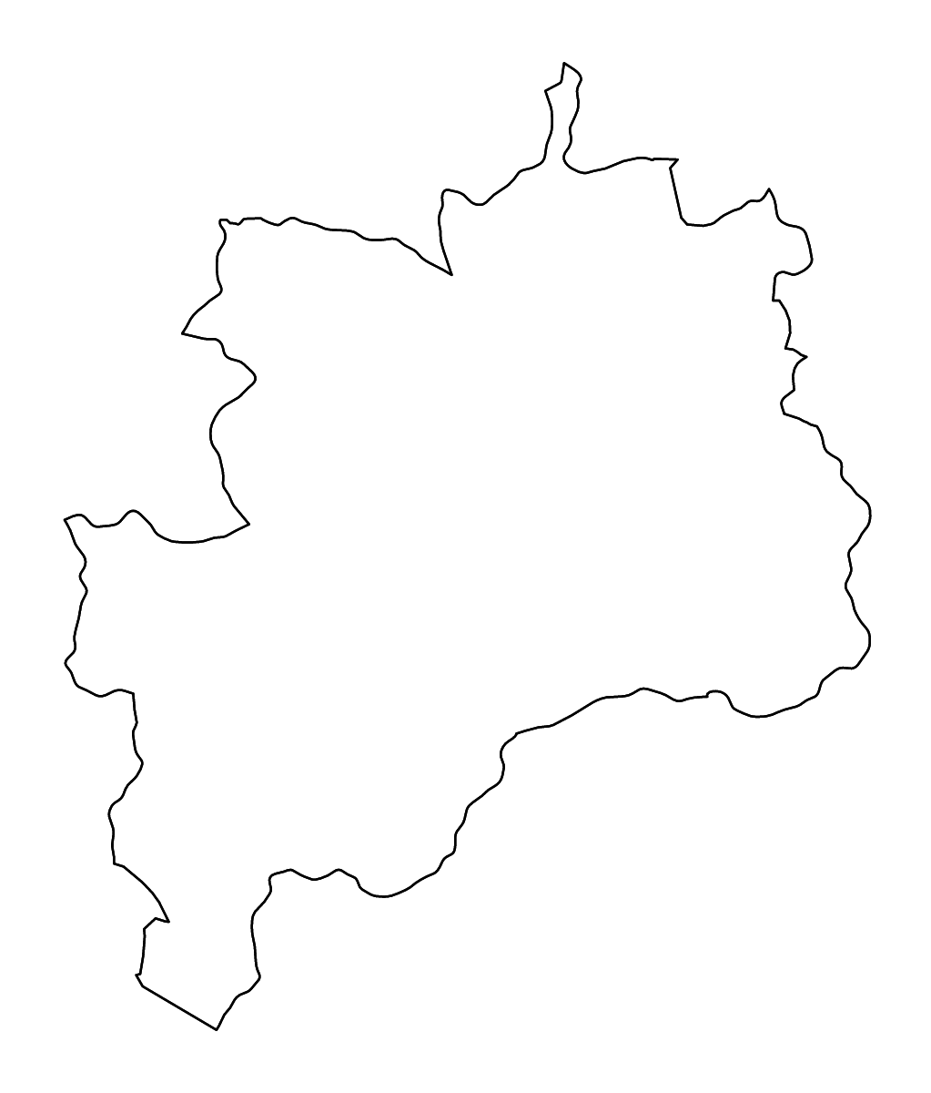 Outline map of Rasina District, Serbia with rivers.