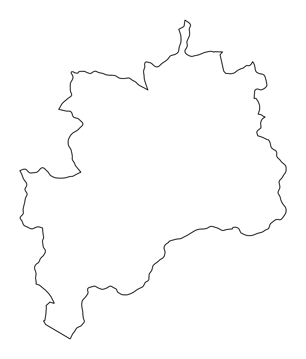Mapa de contorno de Rasina, Serbia con ríos.