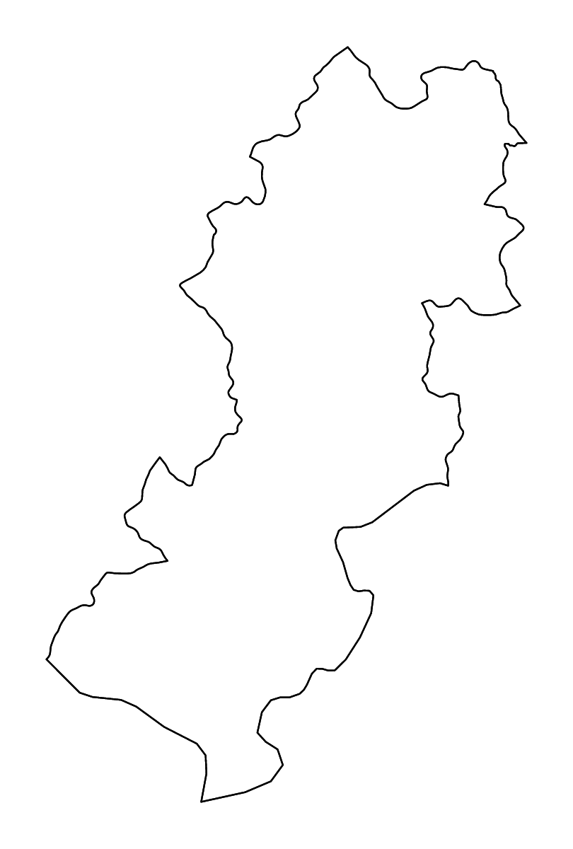 Mapa de contorno de Raška, Serbia con ríos.
