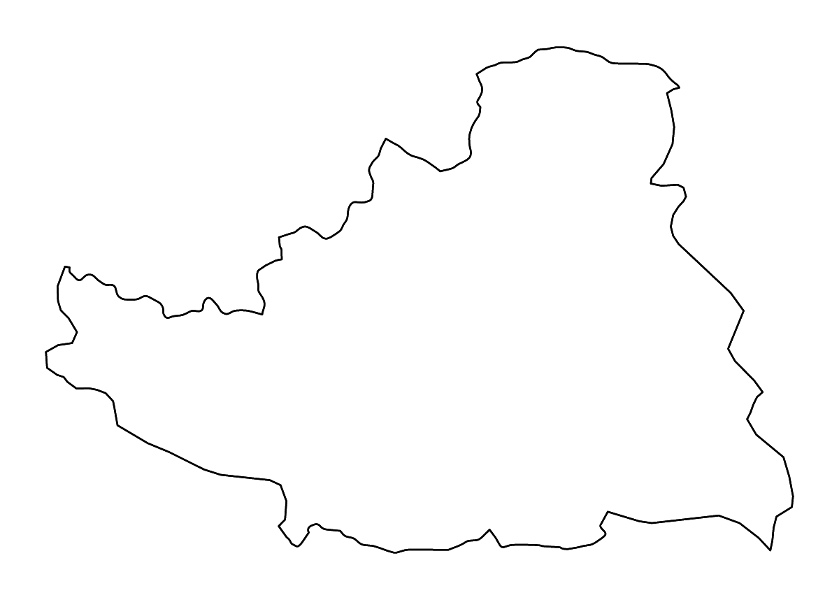 Outline map of South Bačka District, Serbia with rivers.