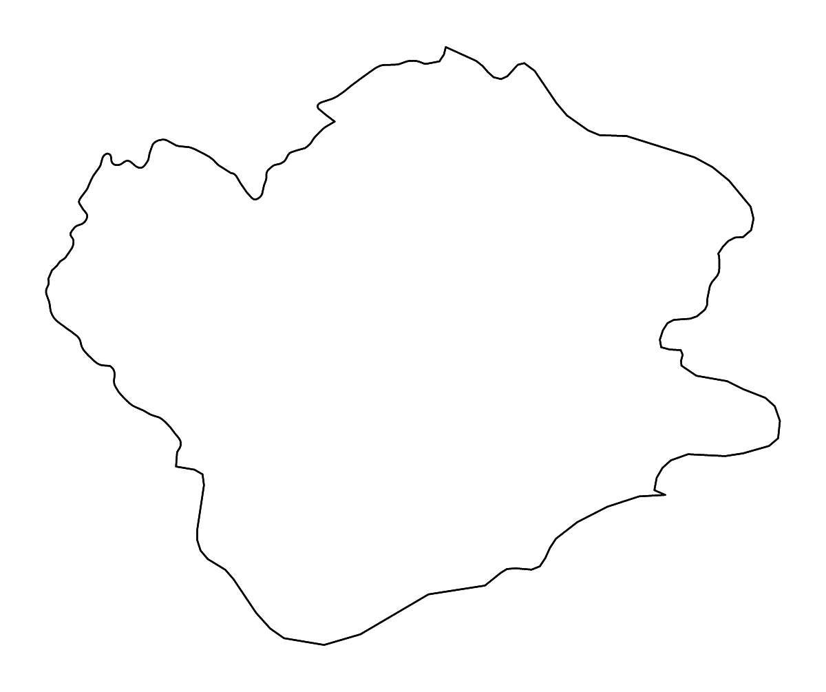 Mapa de contorno de South Banat, Serbia con ríos.