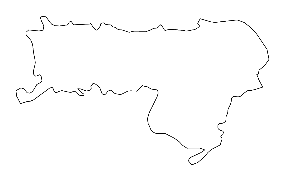 Outline map of Srem District, Serbia with rivers.