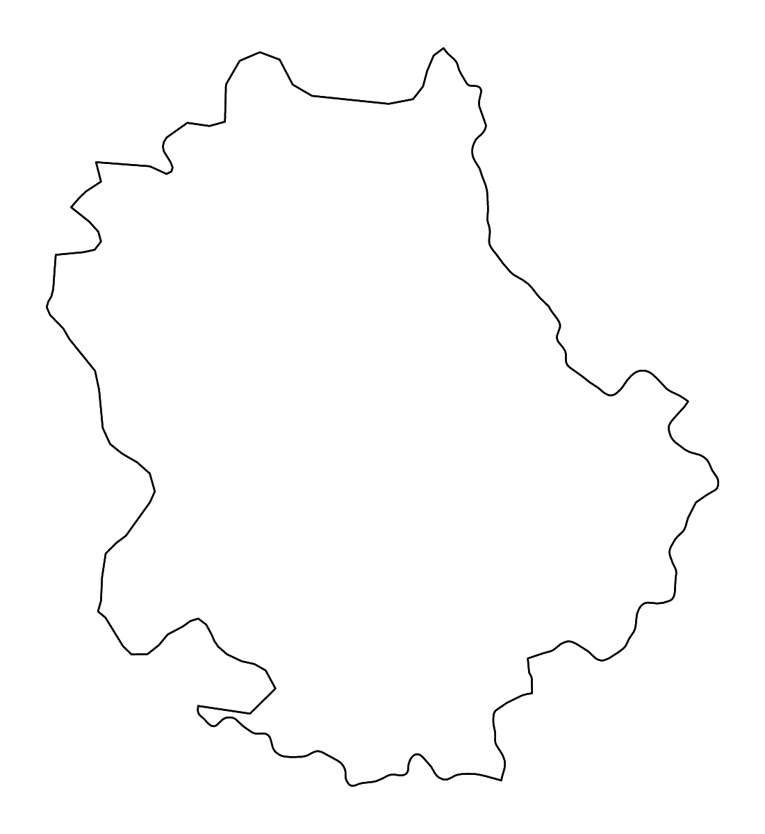 Outline map of West Bačka District, Serbia with rivers.