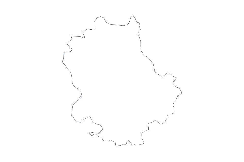 Outline map of West Bačka District, Serbia with subdivision borders and rivers.
