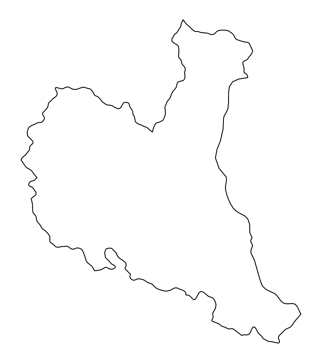 Outline map of Zaječar District, Serbia with rivers.