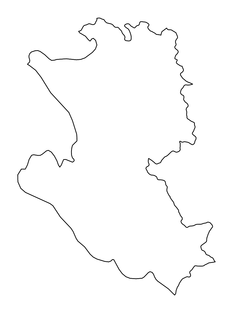 Outline map of Zlatibor District, Serbia with rivers.