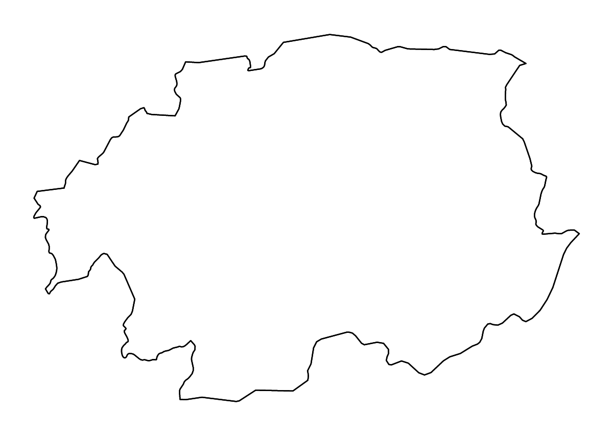 Outline map of Banská Bystrica, Slovakia with rivers.