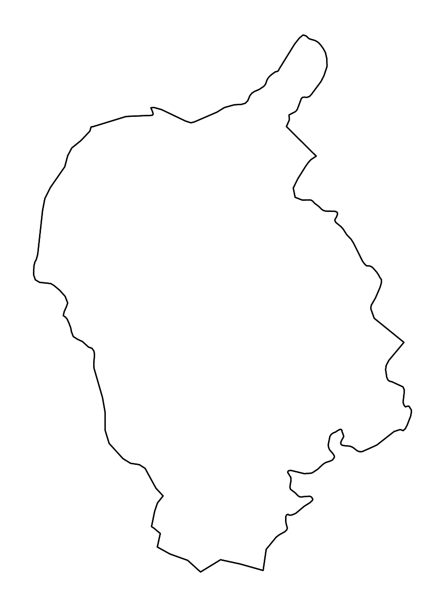 Outline map of Bratislava, Slovakia with rivers.