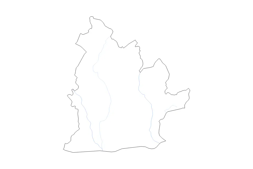 Mapa de Nitra, Slovakia de tipo contorno y ríos para Europa, con contorno y ríos con límites limpios.