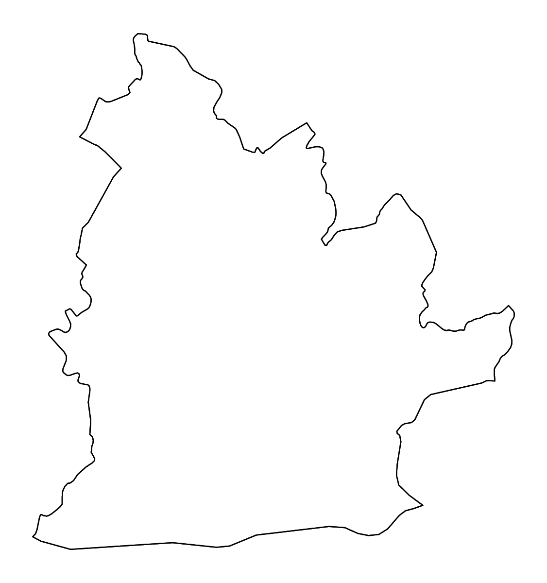 Outline map of Nitra, Slovakia with rivers.