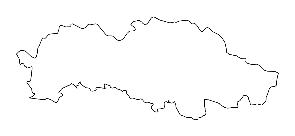 Outline map of Prešov, Slovakia with rivers.