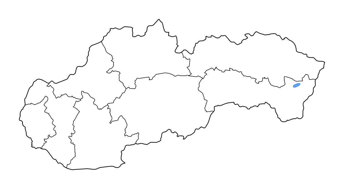 Mapa de contorno de Slovakia con límites administrativos internos, lagos y ríos.