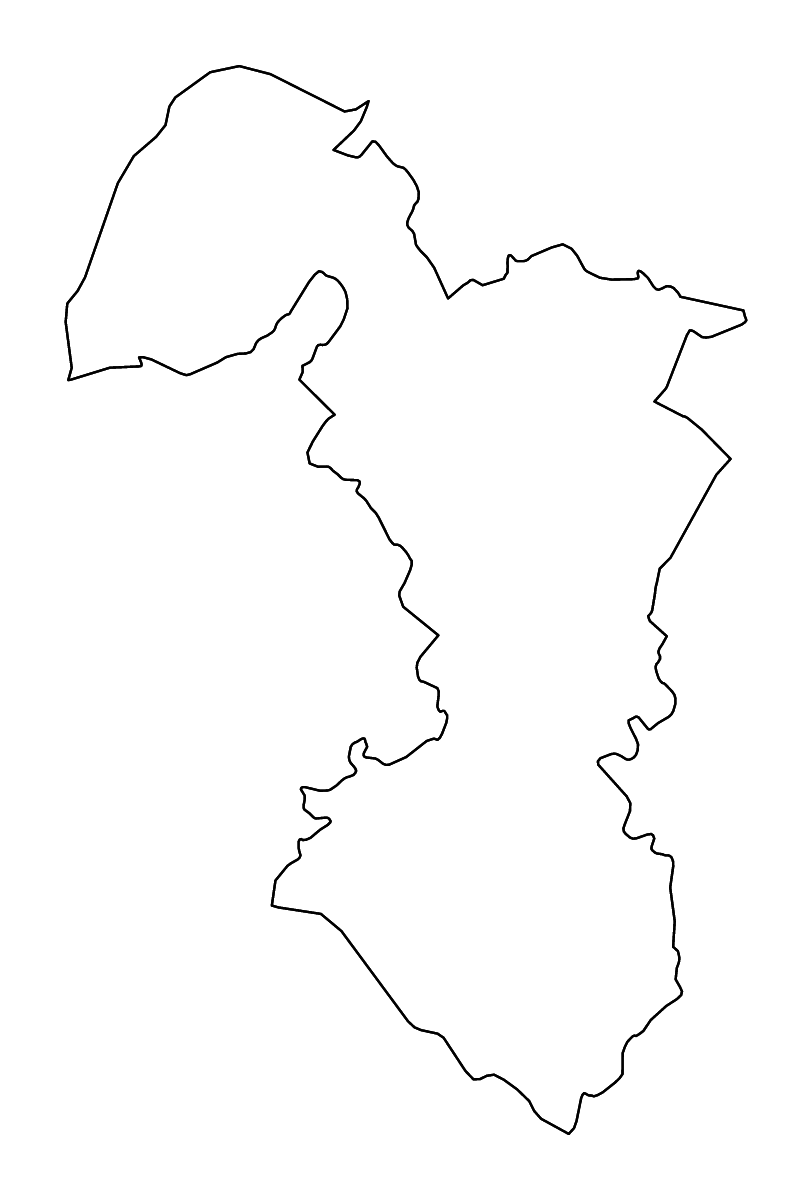 Mapa de contorno de Trnava, Slovakia con ríos.