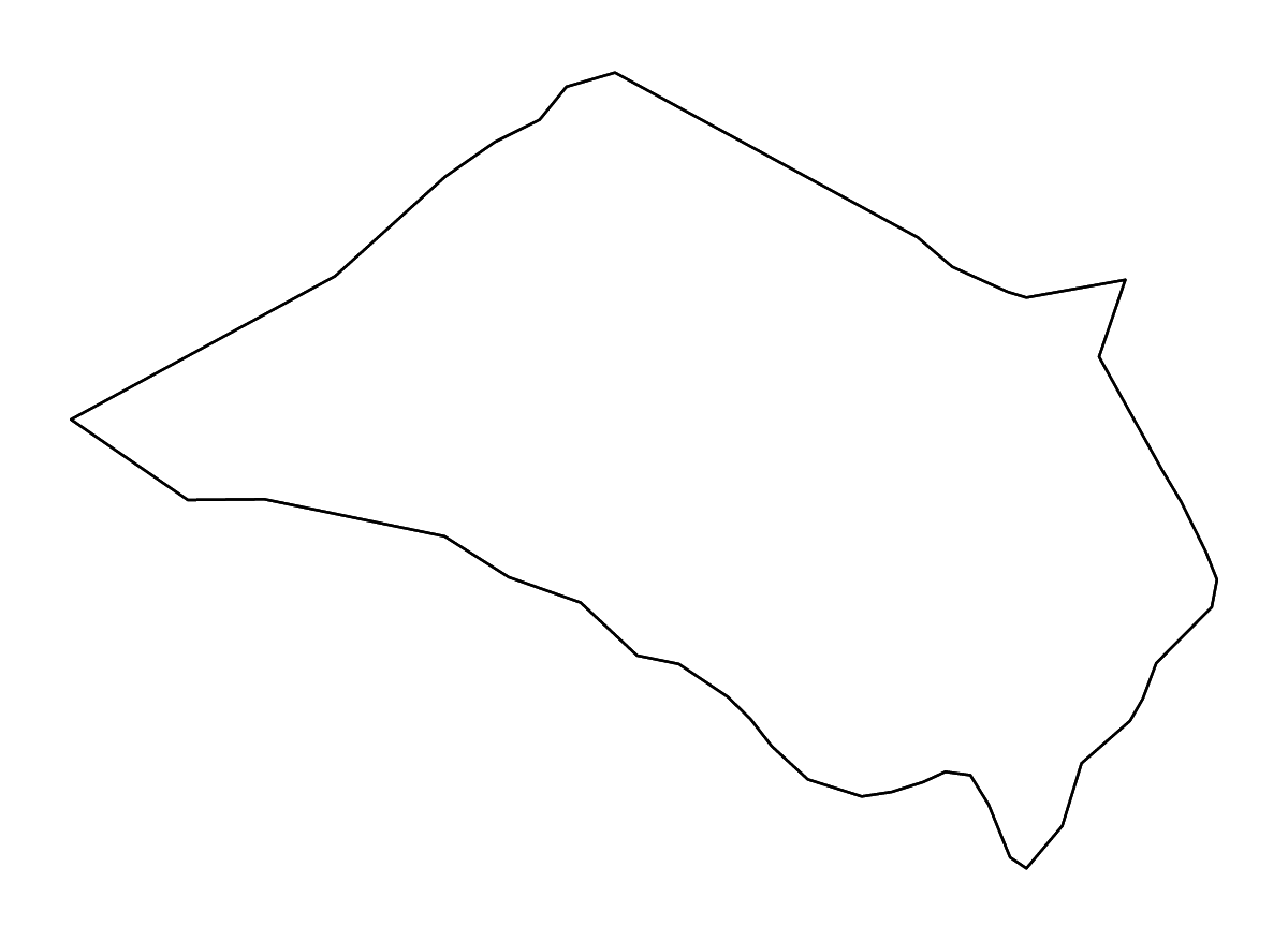 Mapa de contorno de Bled, Slovenia con ríos.