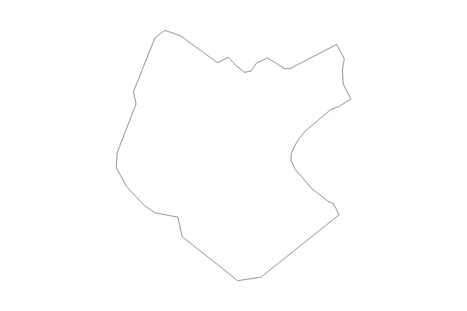 Outline map of Cerknica Commune, Slovenia with subdivision borders.