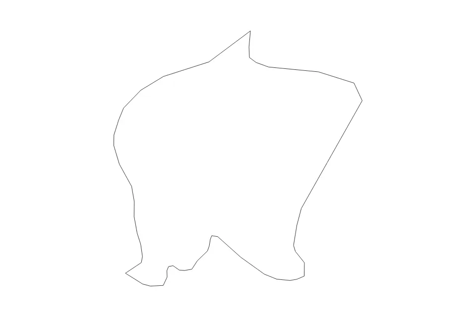 Outline map of Cerkno Commune, Slovenia with subdivision borders.