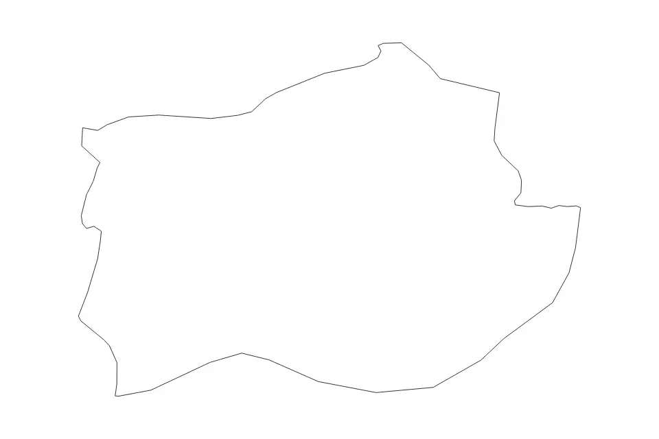 Outline map of Ilirska Bistrica Commune, Slovenia with subdivision borders.
