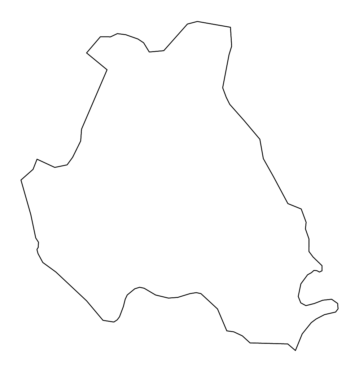 Carte de contour de Kočevje, Slovenia avec rivières.
