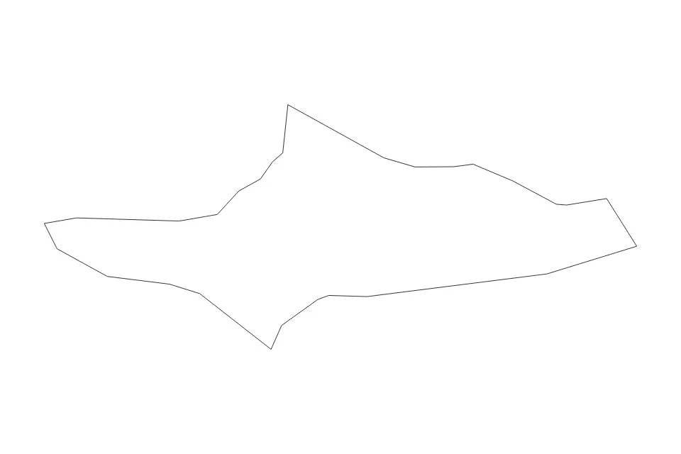 Outline map of Komen Commune, Slovenia with subdivision borders.