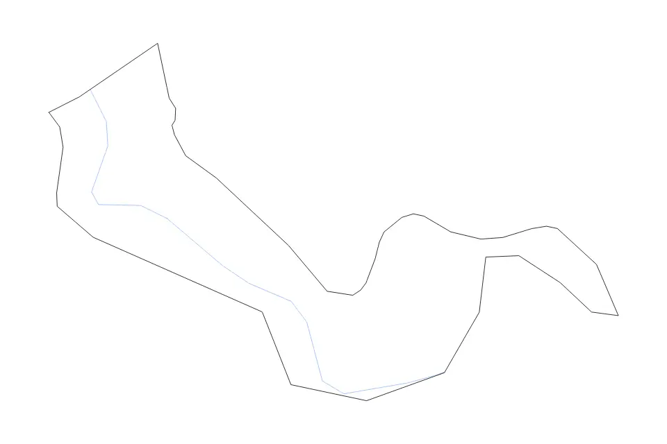 Outline map of Kostel Commune, Slovenia with subdivision borders and rivers.