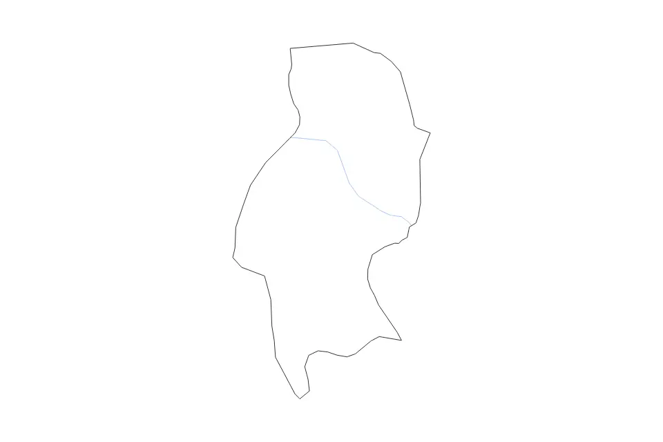 Outline map of Krško Statistical Region, Slovenia with subdivision borders and rivers.