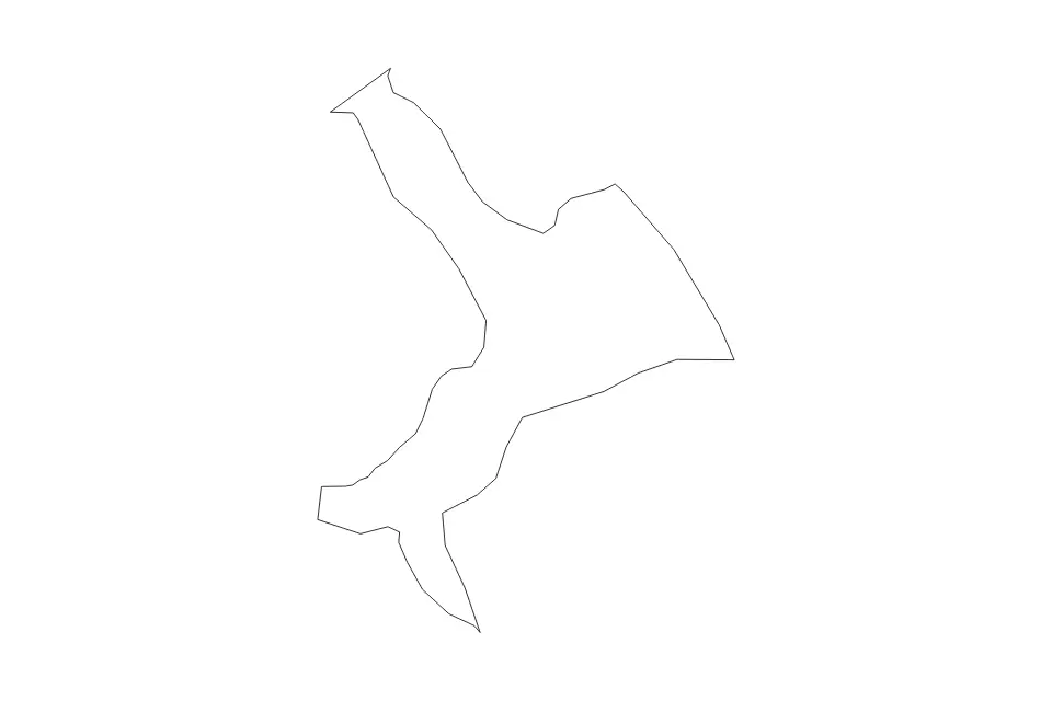 Outline map of Metlika Commune, Slovenia with subdivision borders.