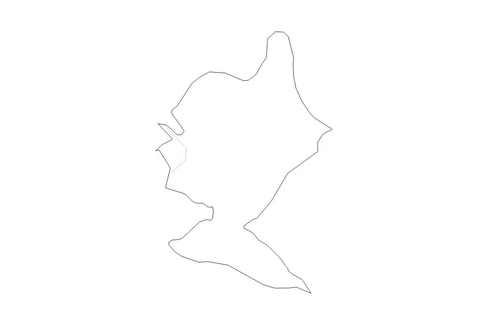 Outline map of Nova Gorica Statistical Region, Slovenia with subdivision borders and rivers.