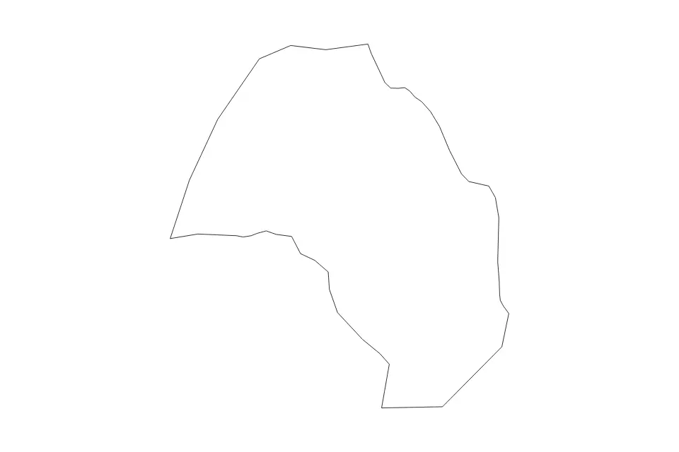 Outline map of Prevalje Commune, Slovenia with subdivision borders.
