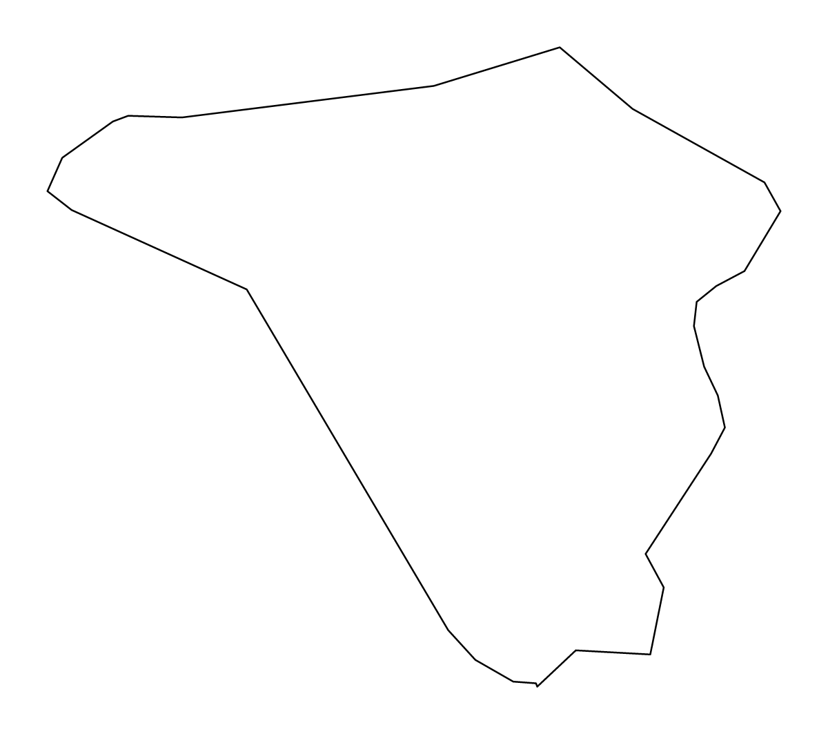 Outline map of Sežana Municipality, Slovenia.