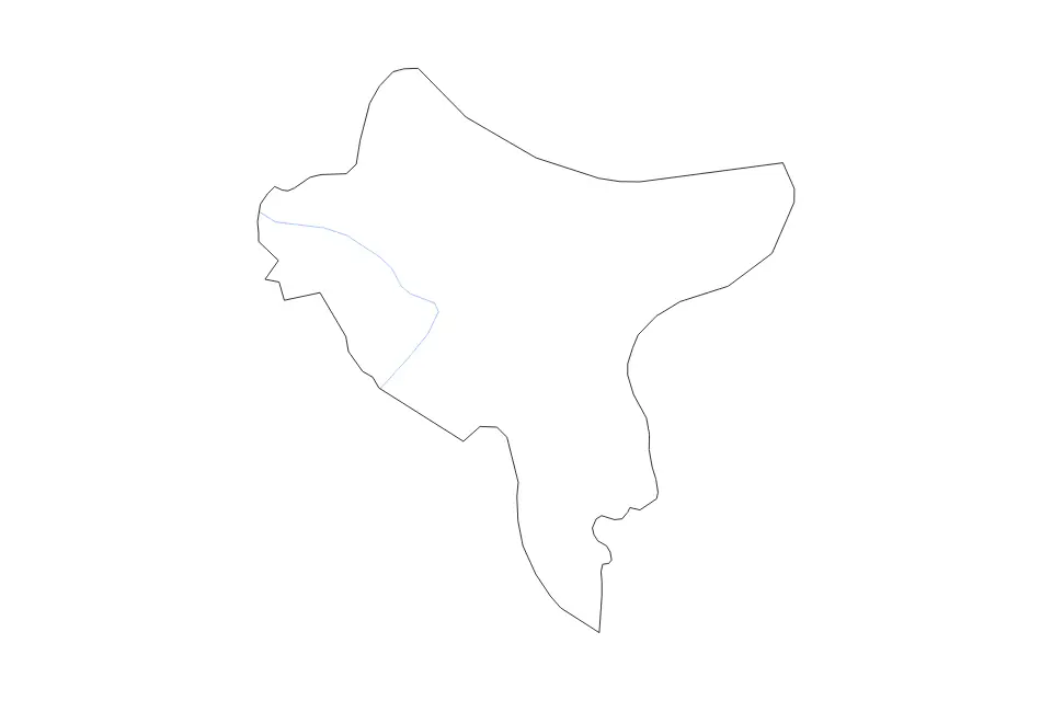 Outline map of Tolmin Commune, Slovenia with subdivision borders and rivers.