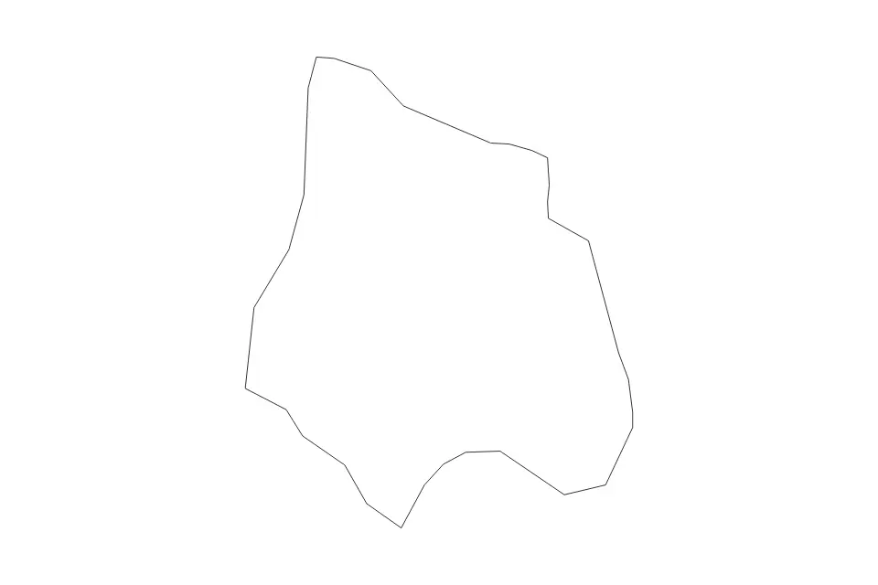 Outline map of Velenje Commune, Slovenia with subdivision borders.