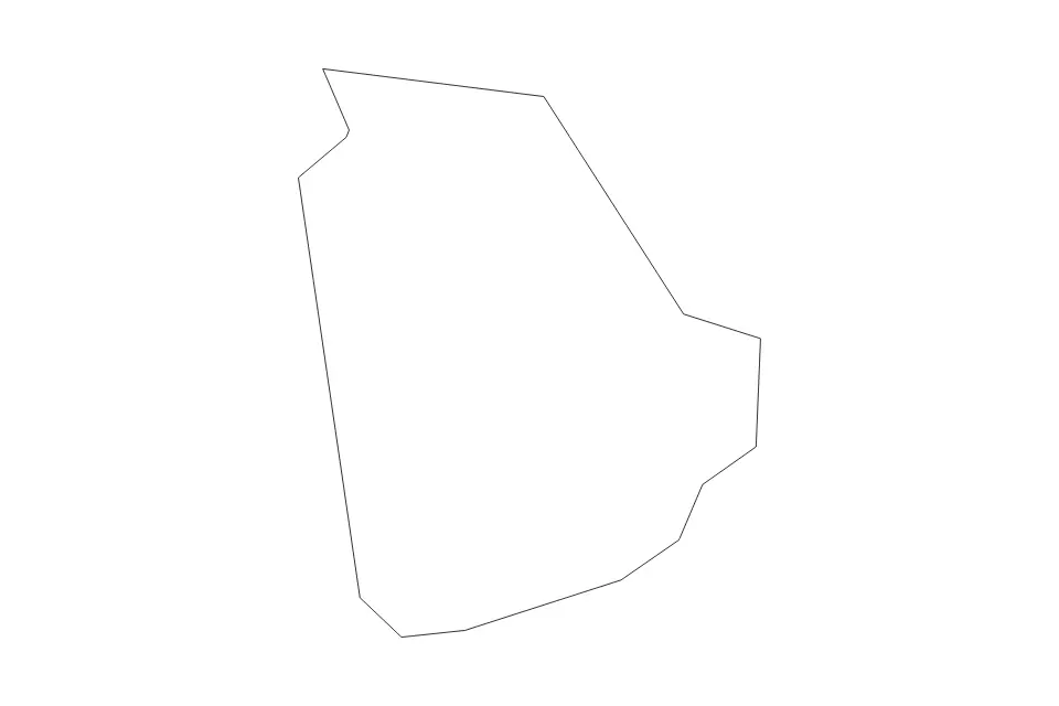 Outline map of Vodice Commune, Slovenia with subdivision borders.