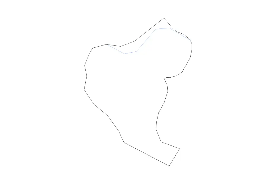 Outline map of Vuzenica Commune, Slovenia with subdivision borders and rivers.