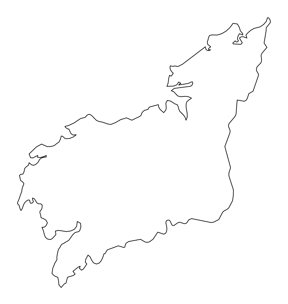 Outline map of A Coruña, Galicia.