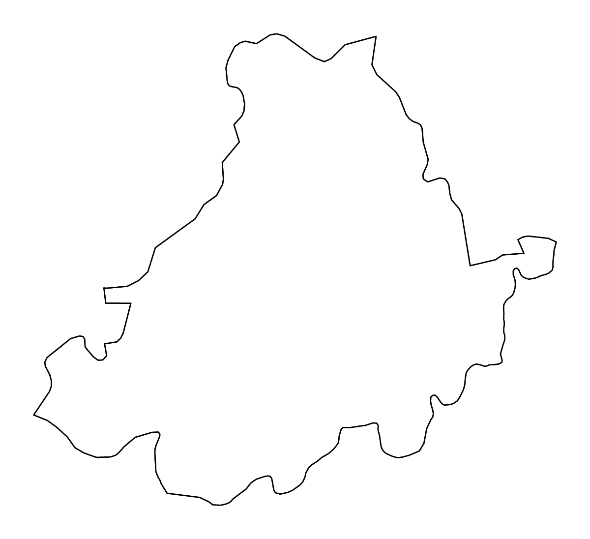 Outline map of Ávila, Castilla y León with rivers.