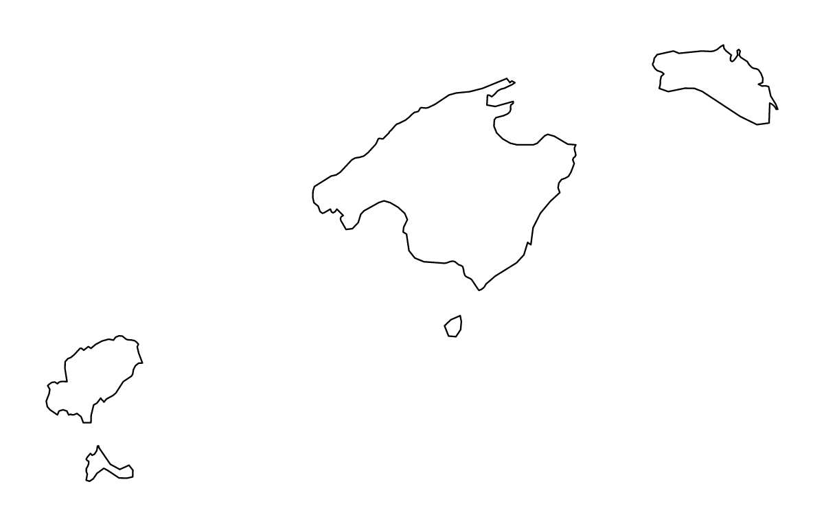Outline map of Illes Balears, Illes Balears.