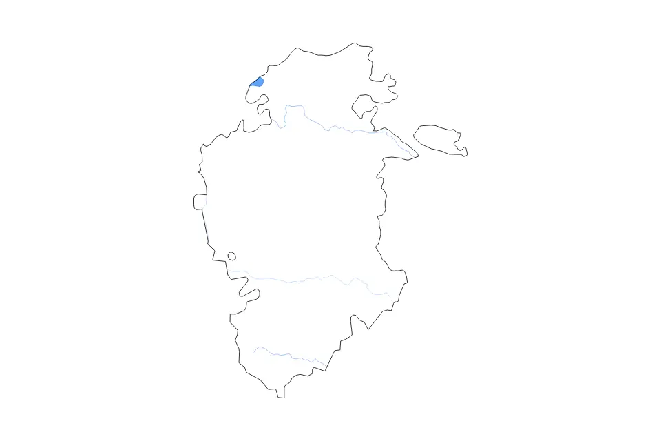 Outline map of Burgos Autonomous Community, Spain with subdivision borders and major lakes and rivers.
