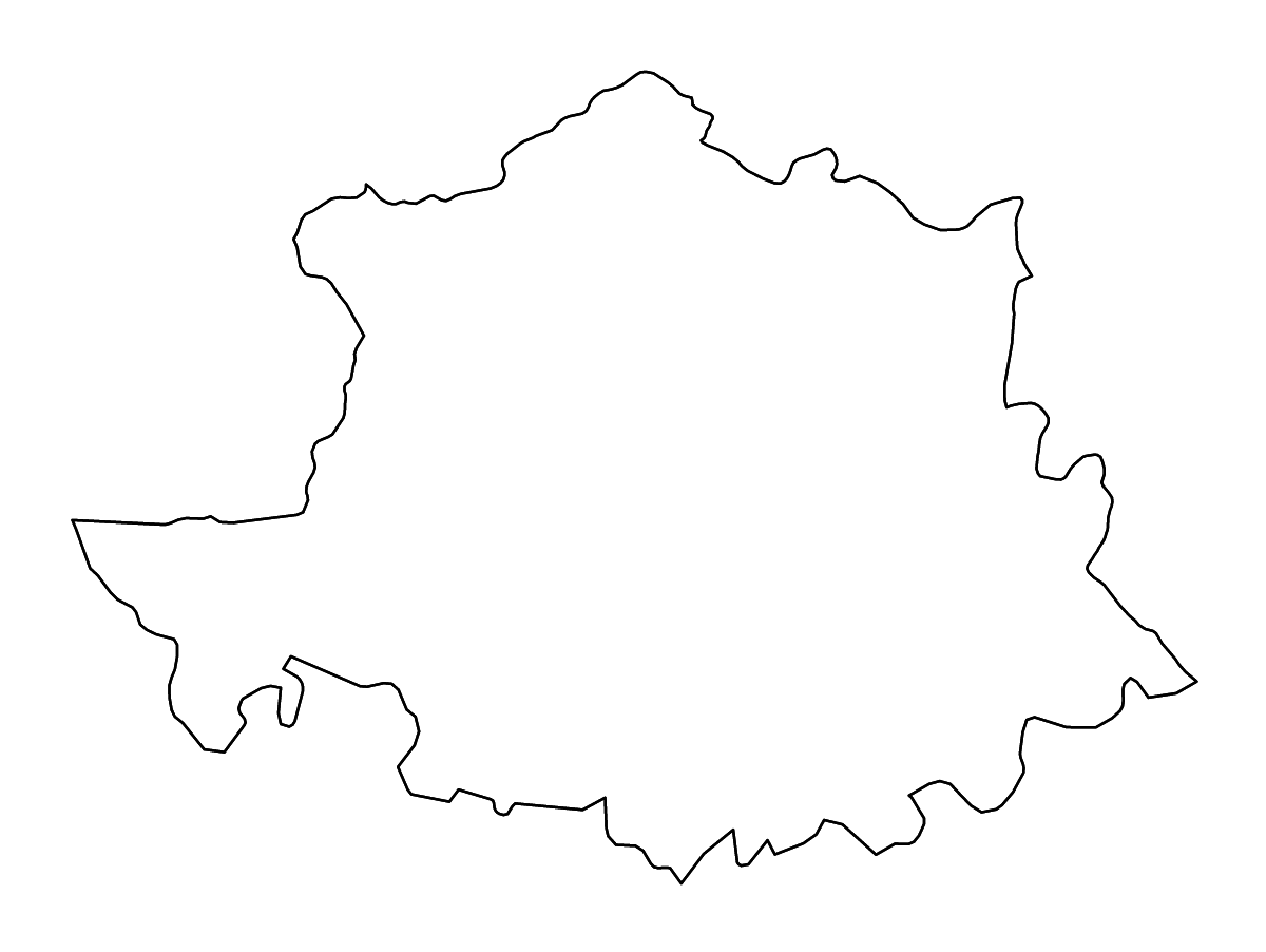 Mapa de contorno de Cáceres, Extremadura con ríos.