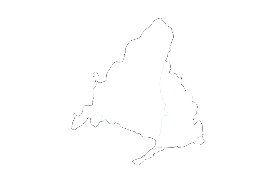 Mapa de Community of Madrid, Spain de tipo contorno y ríos para Europa, con contorno y ríos con límites limpios.