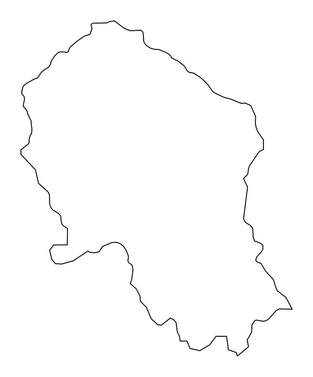 Outline map of Córdoba, Andalucía with rivers.