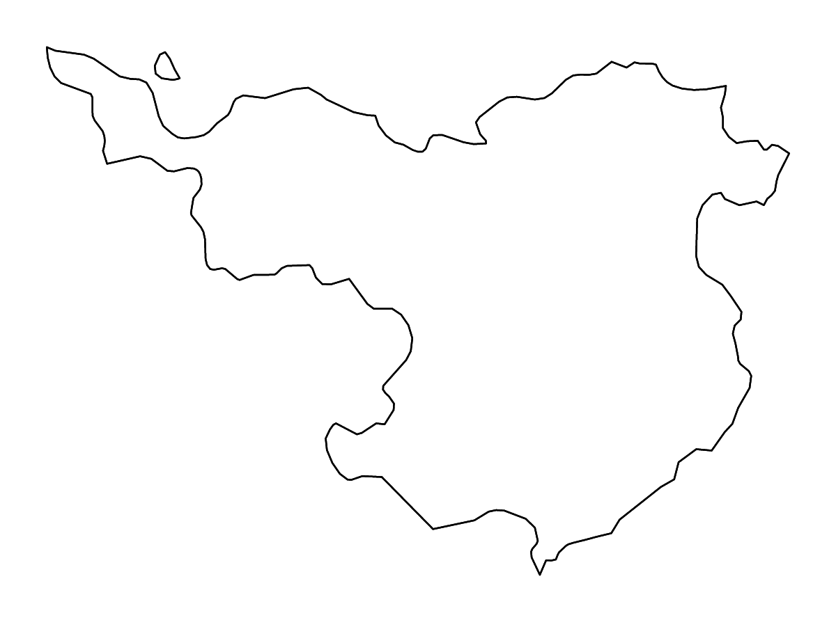 Outline map of Girona, Cataluña with rivers.