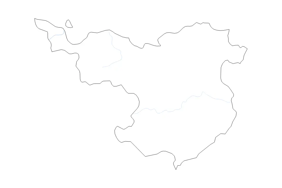 Mapa de Girona, Spain de tipo contorno y ríos para Europa, con contorno y ríos con límites limpios.