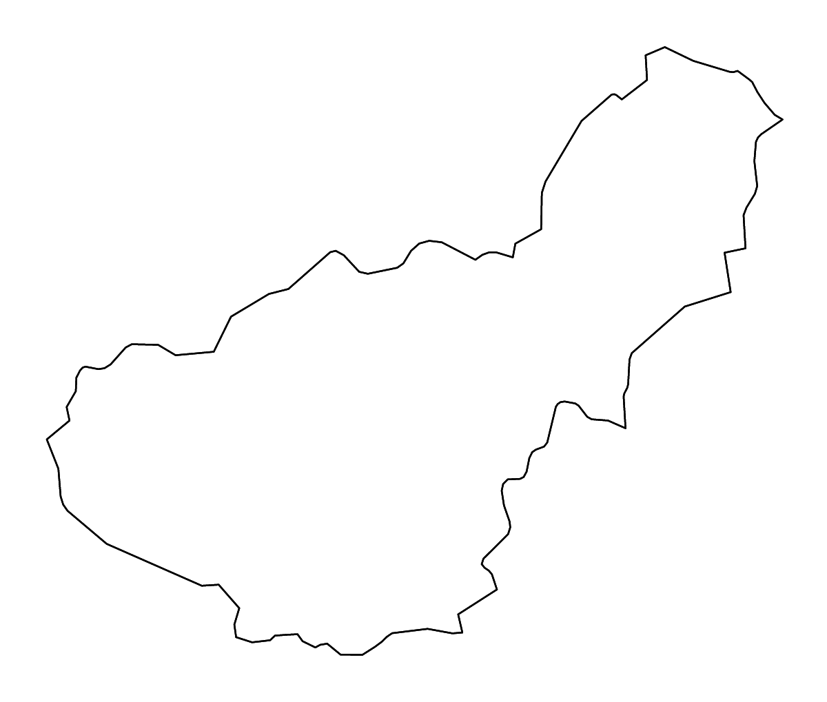 Outline map of Granada, Andalucía with rivers.